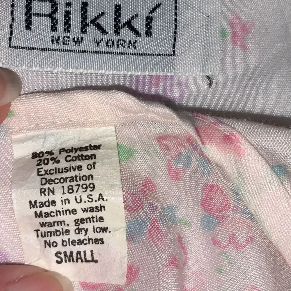 Vintage RIKKI New York Two‎ Piece Cotton Robe and Nightgown Set Size Small